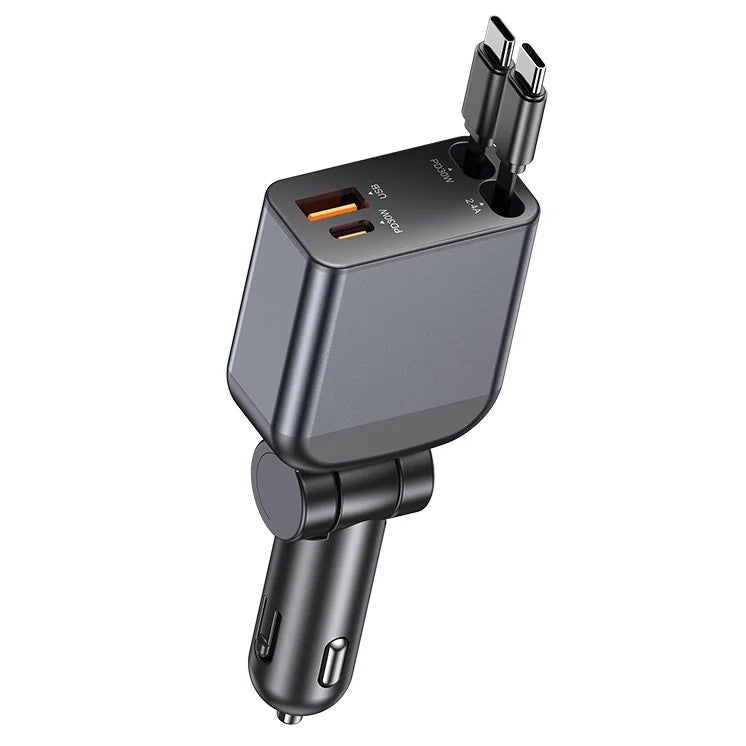 Bluejw Intelligent Car Charger, 60W USB C PD Fast Car Charger Adapter 4 in 1 Retractable for iPhone Samsung, Automobile Chargers - Image 2